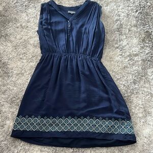 Navy dress with embroidered details